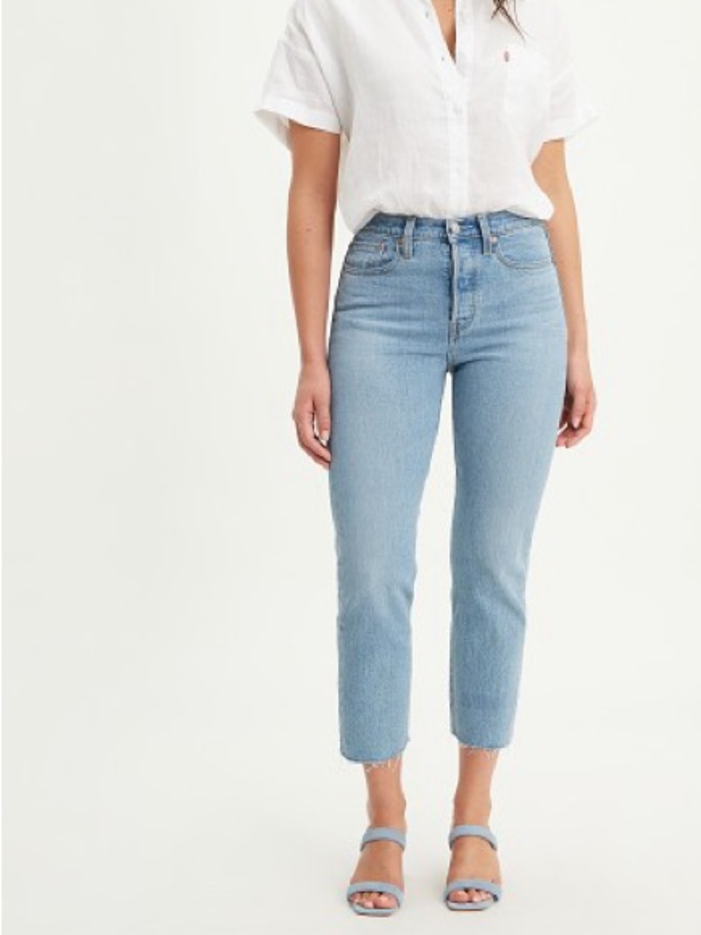Levi’s Premium Women’s Wedgie Straight Tango Hustle Cropped Raw Hem Jeans 24
